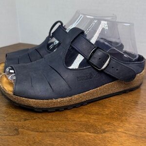 Haflinger Cork Buckle Open Toe Sandals in Navy Blue, Women’s sz 37 / 7